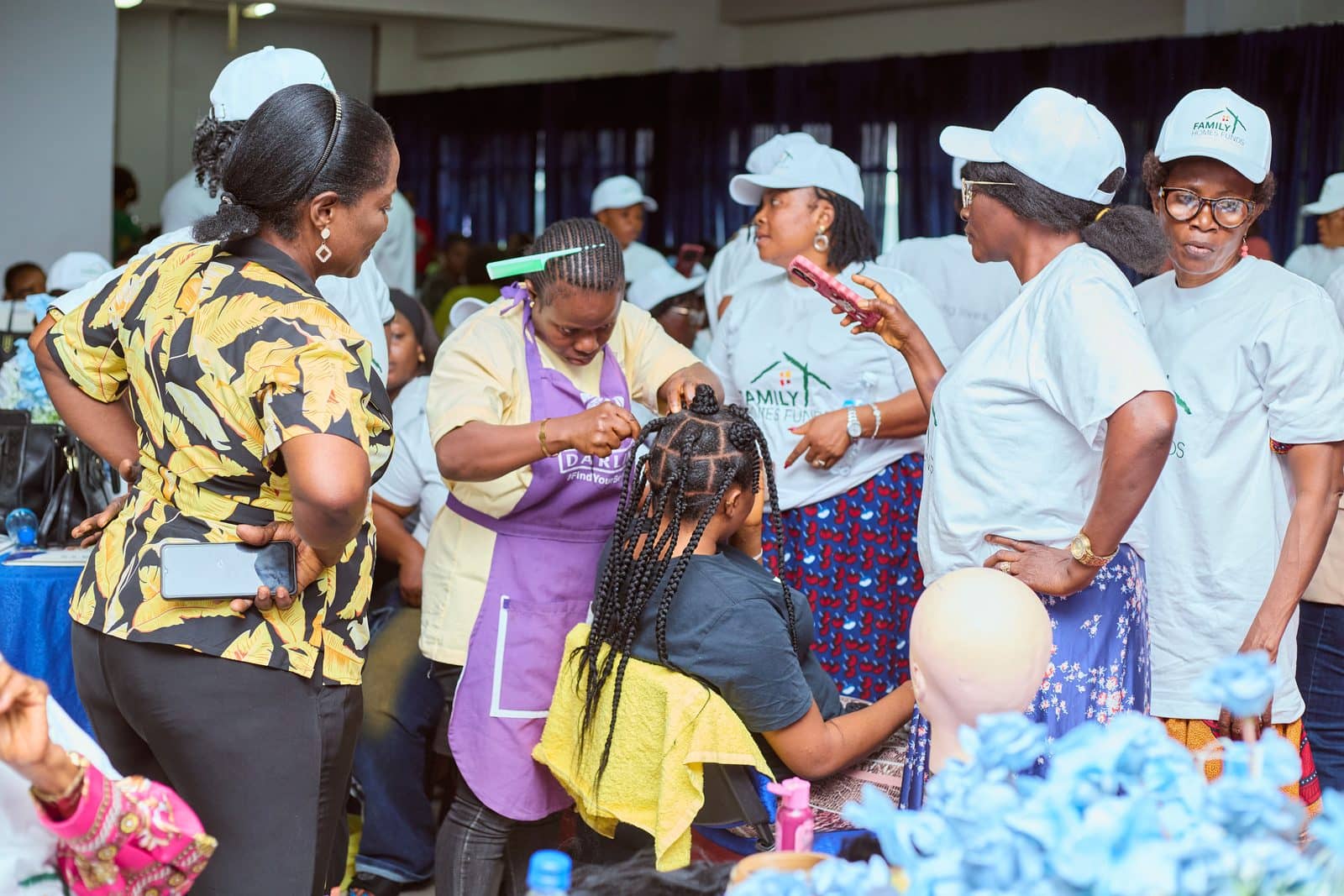Hairdressing session with participants
