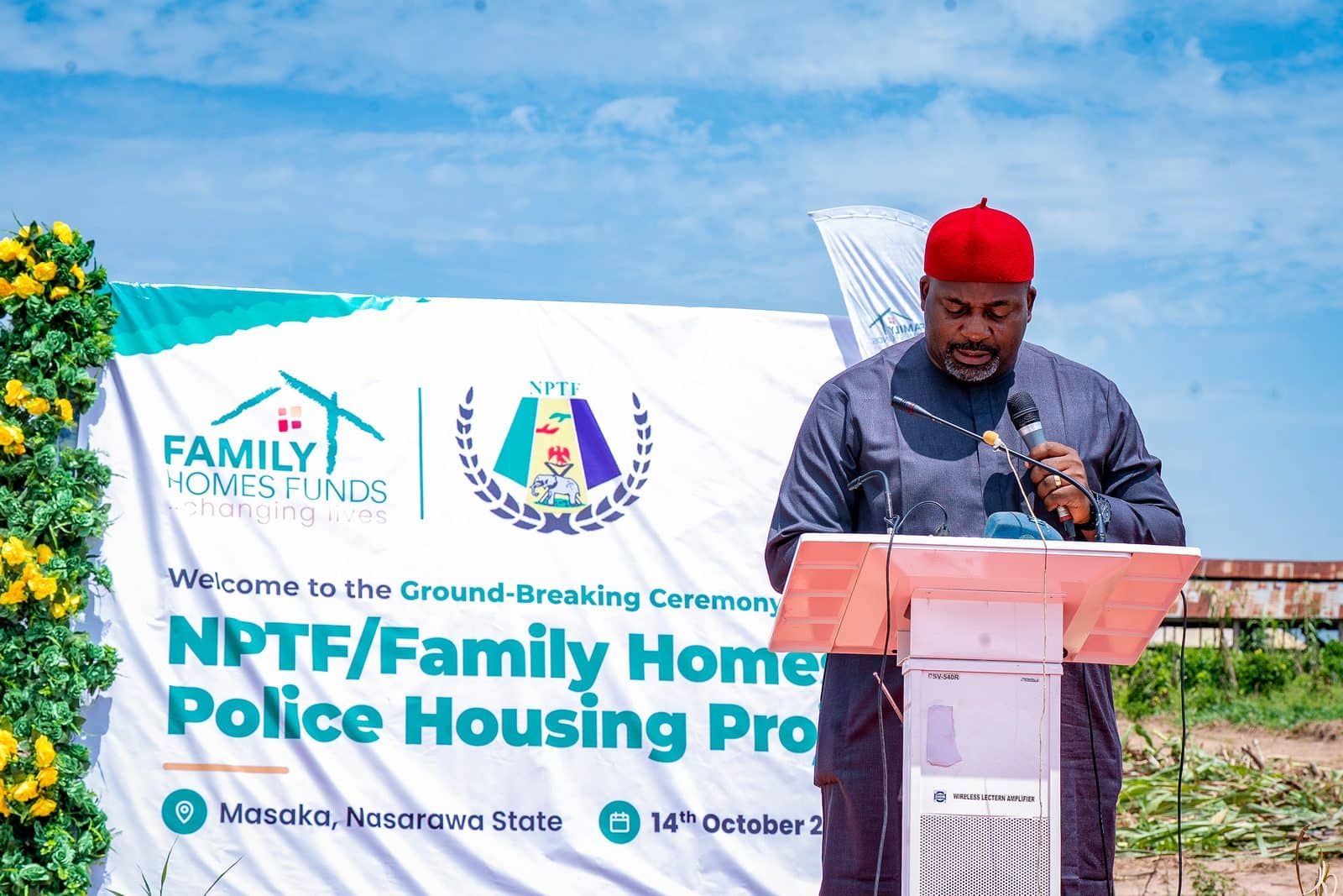 A guest speaker addresses the ceremony